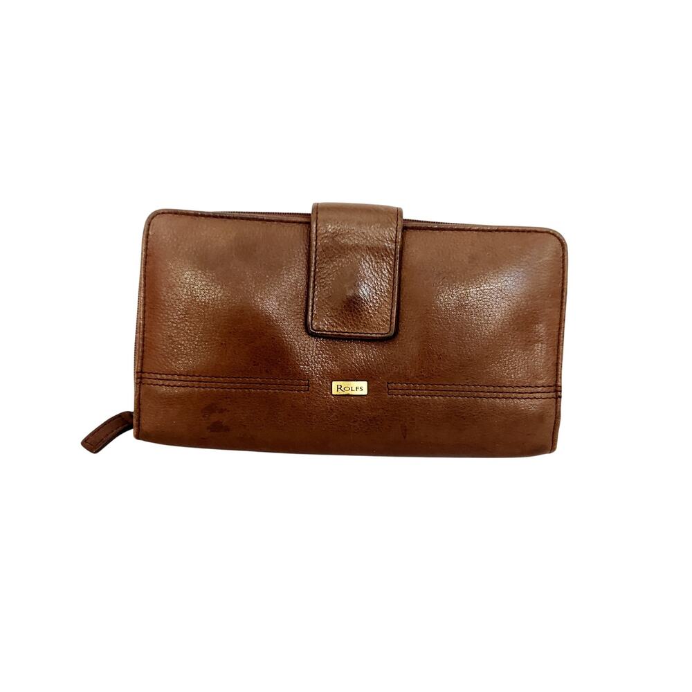 Rolfs Women's Vintage Brown Pebbled Leather Bi-Fold Wallet